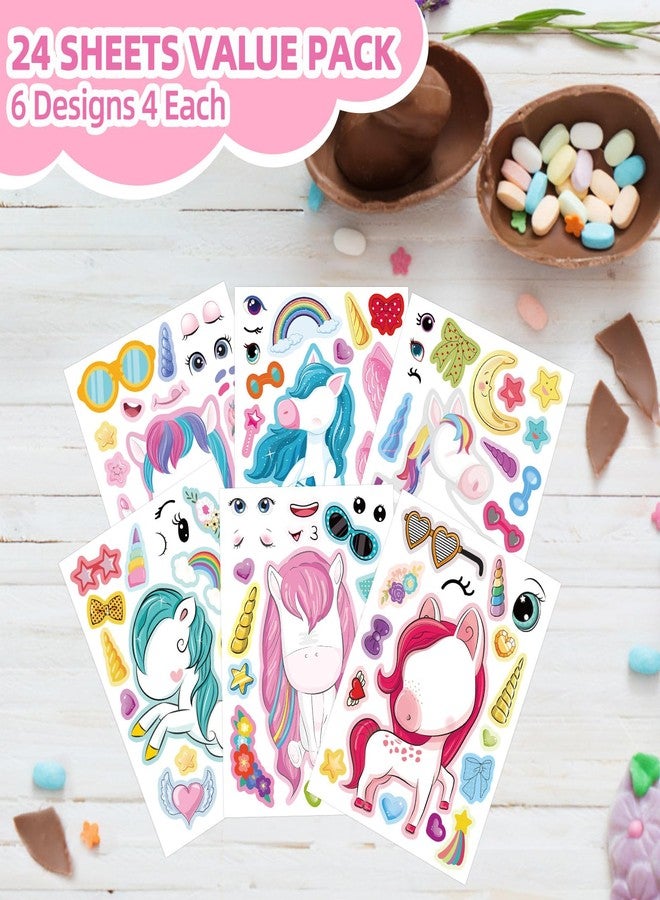 EUUBIRD 24 Pcs Make Your Own Unicorns Sticker Sheet, Unicorns Party Favors Face Stickers for Kids Girls Toddlers Activities Bags Unicorns Birthday Party Favors Supplies Craft - Image 3